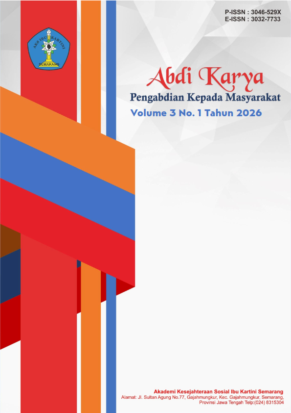 					View Vol. 3 No. 2 (2026): Agustus : ABDI KARYA : Jurnal Pengabdian Kepada Masyarakat
				